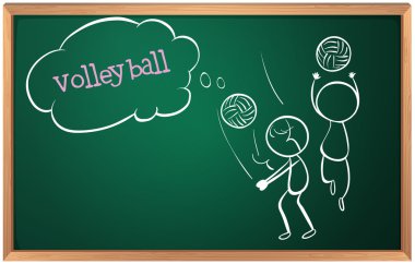 bir kurulu iki voleybolcular bir kroki ile