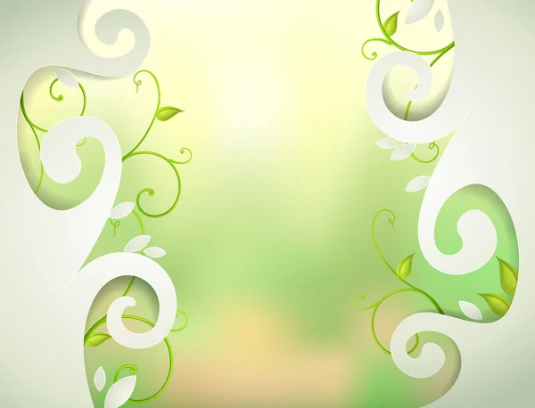 特殊纸张与绿色藤蔓植物 — 图库矢量图片