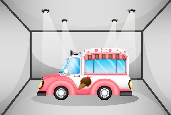 A pink ice cream car inside the garage — Stock Vector