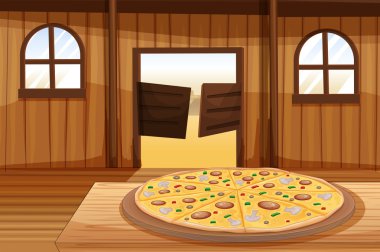 Tablo bir pizza pasta