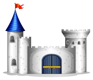 bir castle bir kırmızı bayrak ile