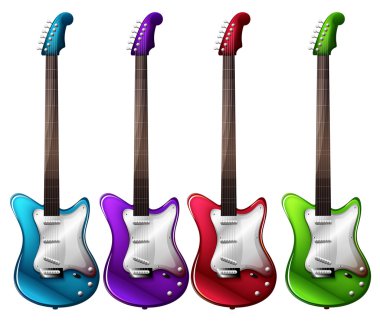 dört renkli elektro gitar