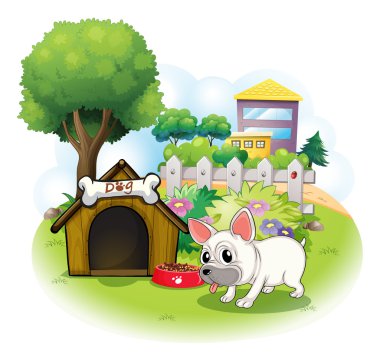 köpek ve onun köpek kulübesi içinde çit