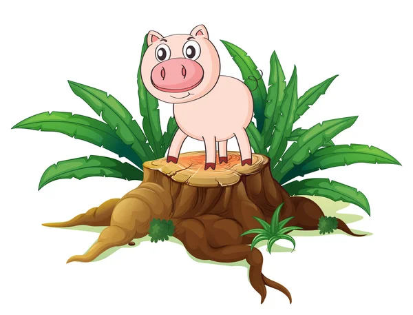 上面一根树干的猪 — 图库矢量图片