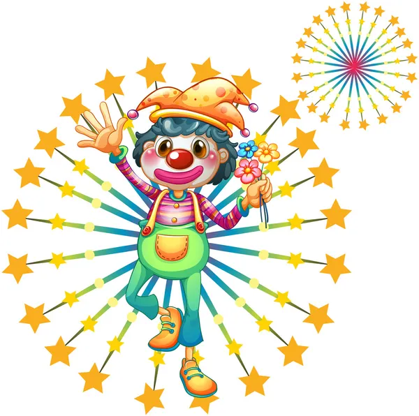 A firework display with a clown — Stock Vector