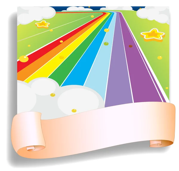 An empty template in front of the colorful road — Stock Vector