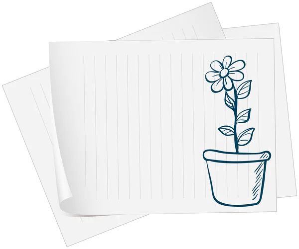 Een papier met een schets van een plant in een pot — Stockvector