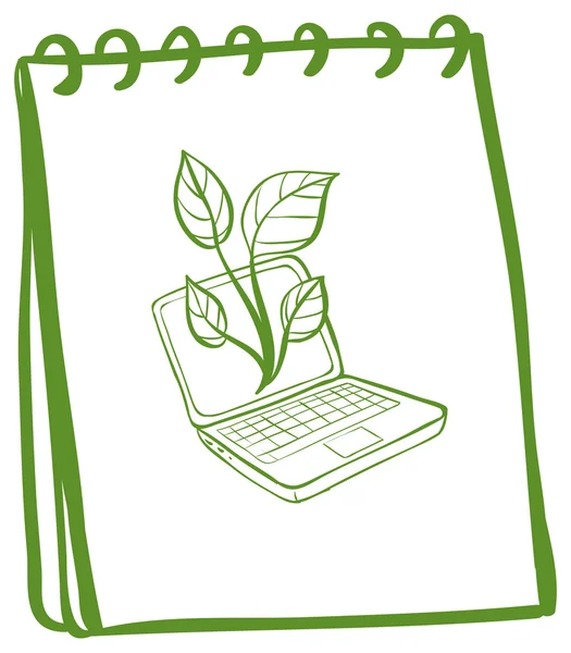 Notebook z szkic laptopa na stronie tytułowej — Wektor stockowy