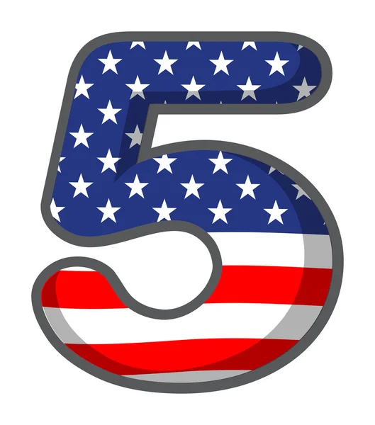 A number five with USA symbols — Stock Vector