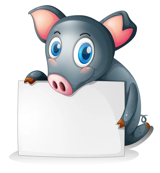 Un cerdo negro sosteniendo una señalización vacía — Archivo Imágenes Vectoriales