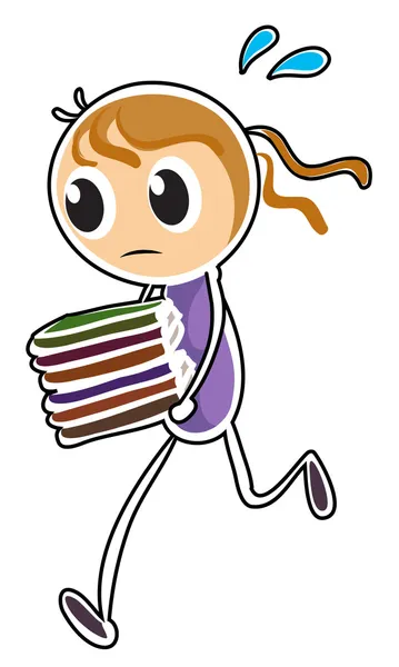 Una chica corriendo mientras sostiene libros — Archivo Imágenes Vectoriales