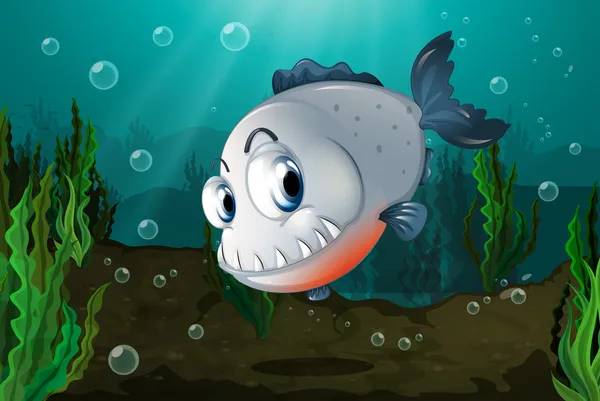 Рыба с большими клыками под морем — стоковый вектор