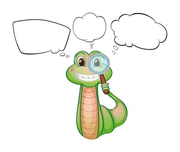 Ένα φίδι που κατέχουν ένα μεγεθυντικό φακό με άδειο επεξηγήσεις — Διανυσματικό Αρχείο