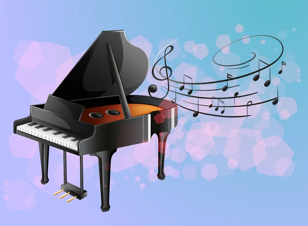 Un piano con notas musicales — Vector de stock