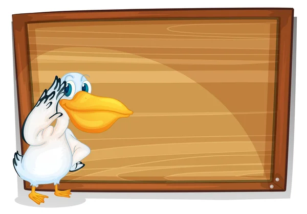 Ένα πουλί δίπλα ξύλινη σανίδα — Διανυσματικό Αρχείο