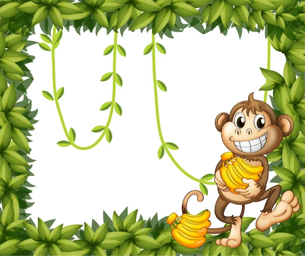 Um macaco feliz segurando bananas —  Vetores de Stock