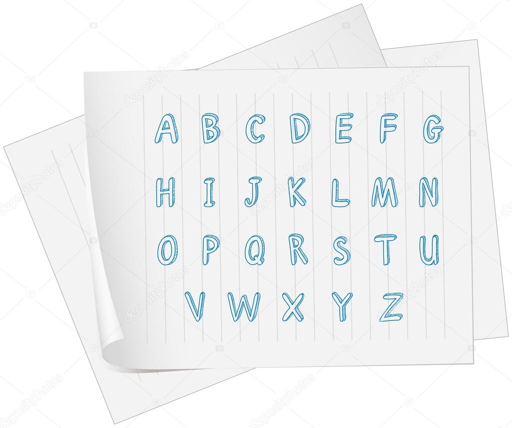A paper with the alphabet
