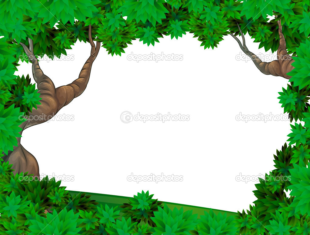An empty template with two old trees