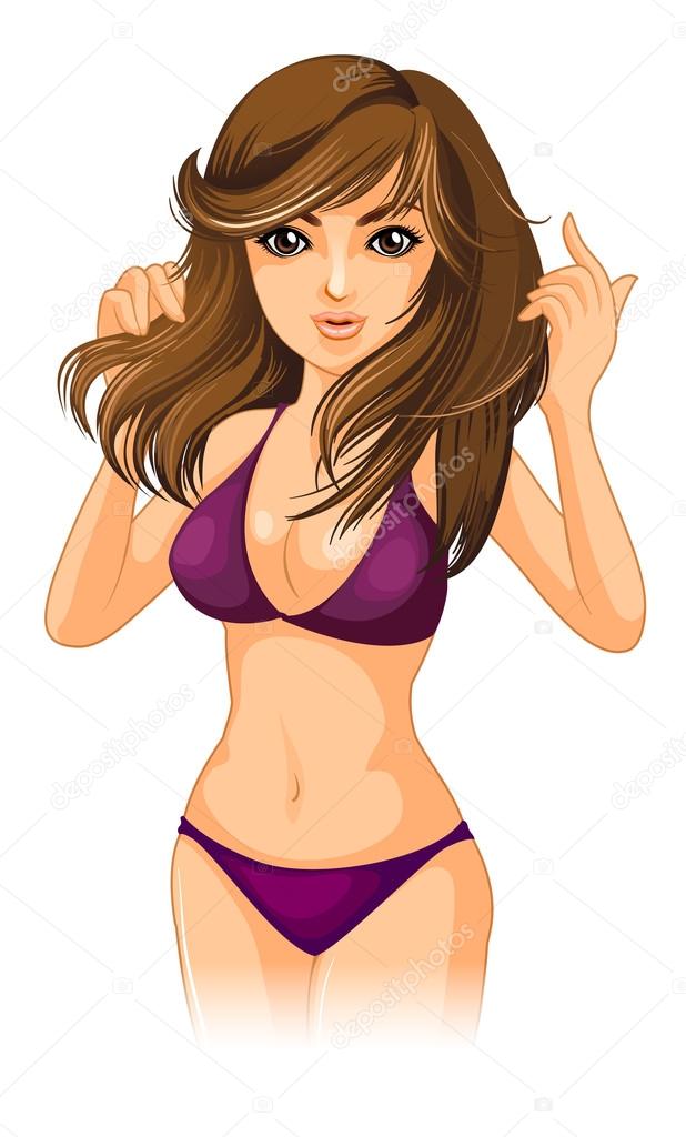 A sexy girl wearing a purple bikini