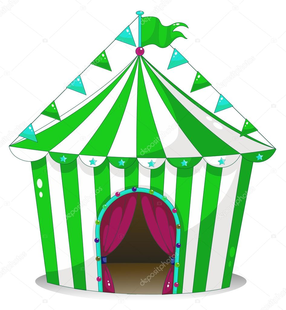 A green circus tent