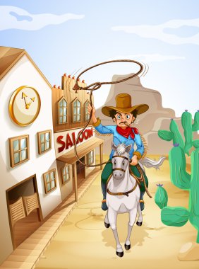 bir erkek ile beyaz bir at binme bir tütün