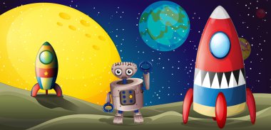 İki uzay ve uzay robotu