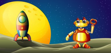 bir robot ve bir uzay gemisi uzay