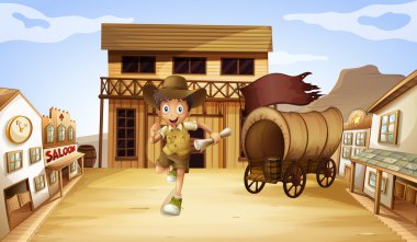 çalışırken bir kağıt tutan bir çocuk