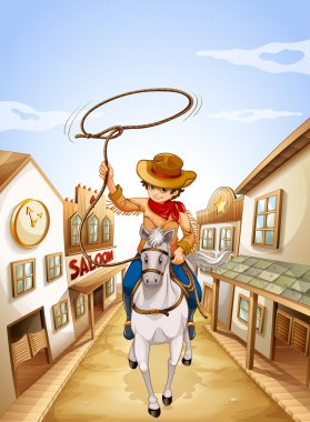 bir çocuk bir ipi tutan bir at binme