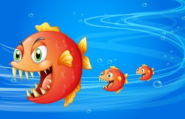 Three fishes under the water clipart