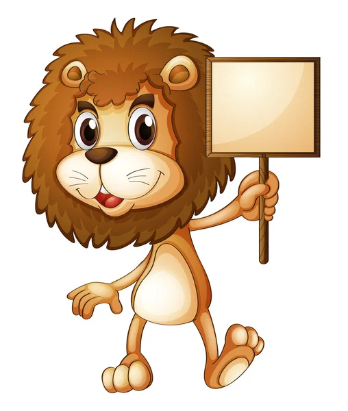 一只狮子持有空标志板 — 图库矢量图片