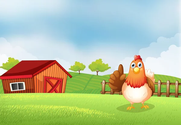 Una gallina alla fattoria — Vettoriale Stock