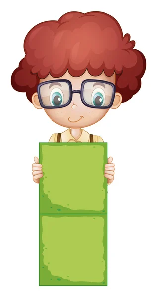 Yeşil bir tabela holding bir çocuk — Stok Vektör