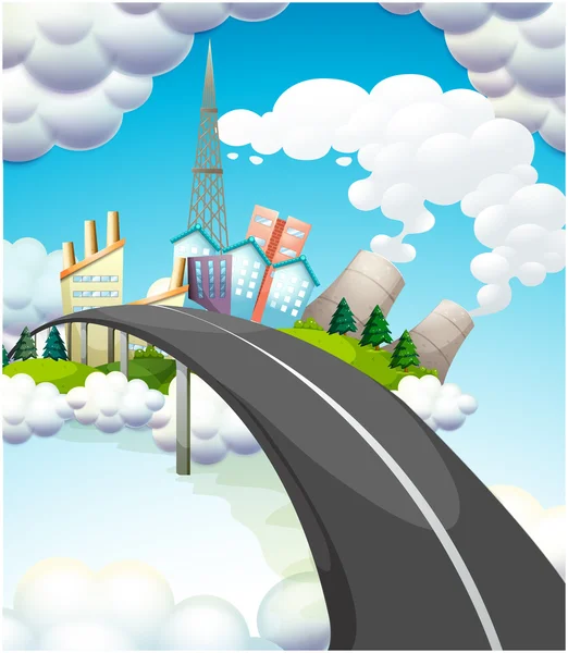 A road going to the city — Stock Vector