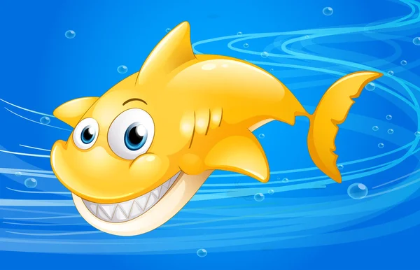 Seekor hiu kuning di bawah air - Stok Vektor