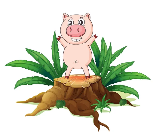 A big tree with a pig — Stock Vector