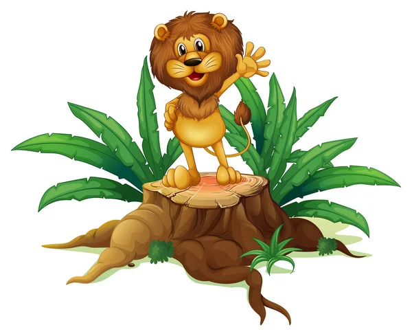 A big tree with a lion — Stock Vector