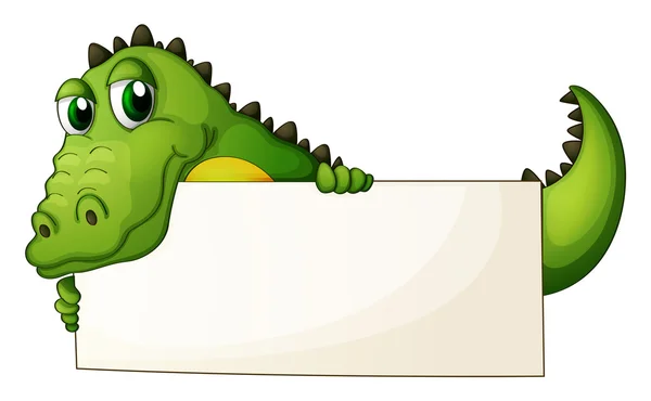 A crocodile holding an empty signage — Stock Vector