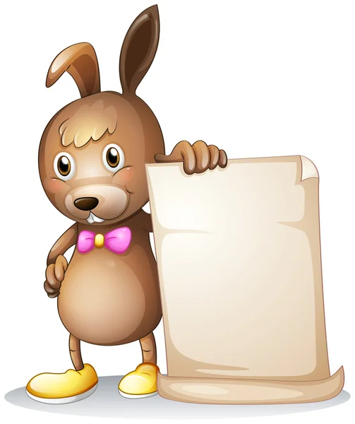 A rabbit holding an empty white board — Stock Vector