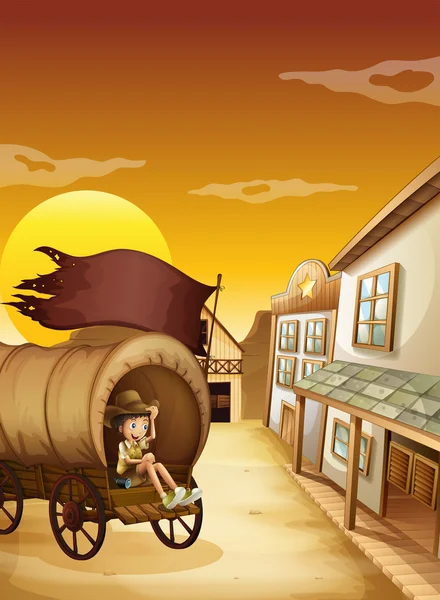 arabanın içinde oturan bir çocuk