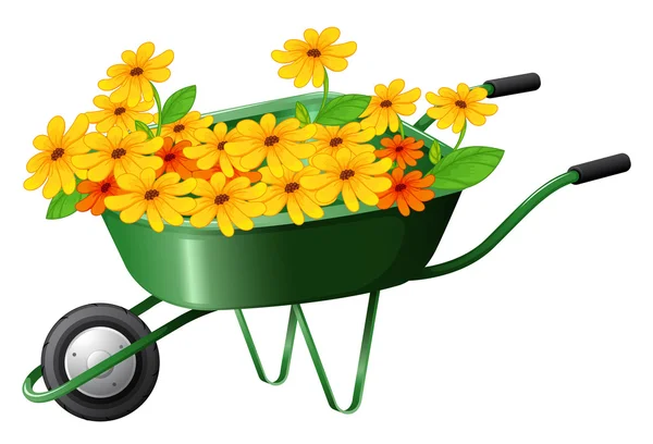 Pushcart γεμάτη λουλούδια — Διανυσματικό Αρχείο