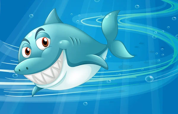Un tiburón bajo el mar — Vector de stock