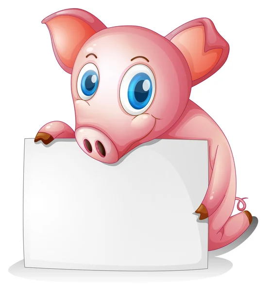 Boş bir tabela holding domuz — Stok Vektör