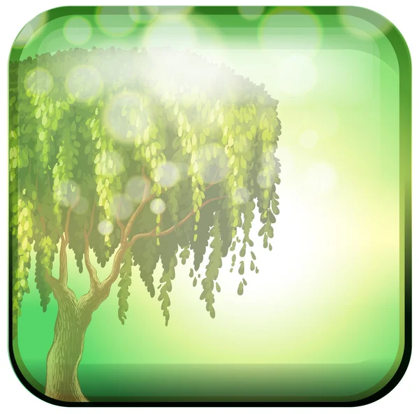 Een boom binnen een groen vierkantje — Stockvector