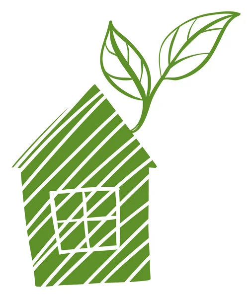 葉の緑の家 — ストックベクタ