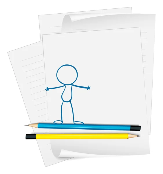 A paper with a drawing of a person standing — Stock Vector
