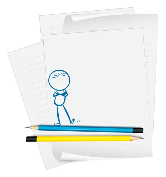 Ein Papier mit einer Zeichnung einer stehenden Person — Stockvektor