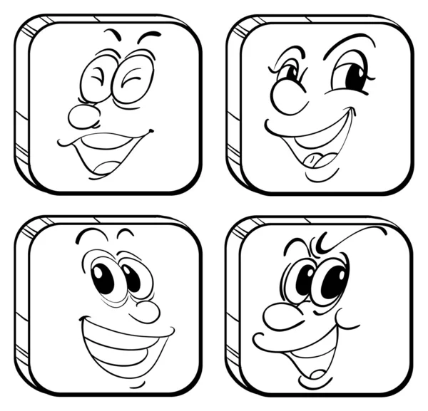 Vier vierkante gezichten — Stockvector