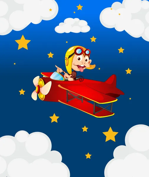 自慢の猿と赤い飛行機 — ストックベクタ