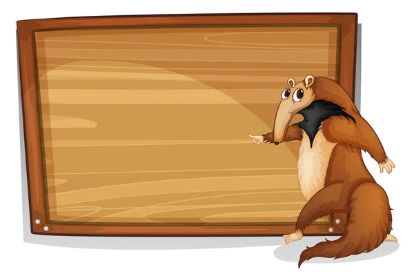 Divoké zvíře vedle prázdné dřevěné desky — Stockový vektor